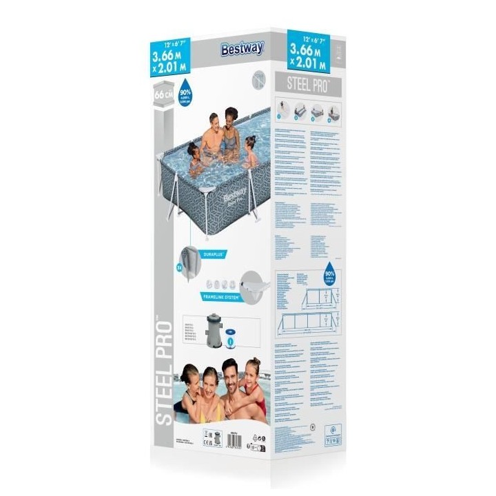 Kit Piscine hors sol tubulaire BESTWAY - Steel Pro™ - 366 x 201 x 66