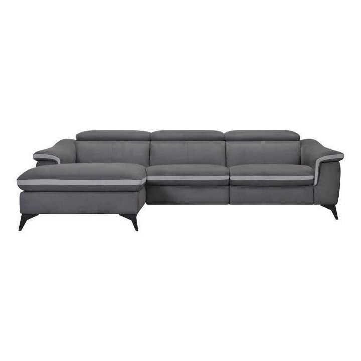 Canapé d'angle gauche 4 places HOUSTON -Tissu Gris- -1 place relax é