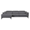 Canapé d'angle gauche 4 places HOUSTON -Tissu Gris- -1 place relax électrique - L 268 x P 103 x H x 76 cm