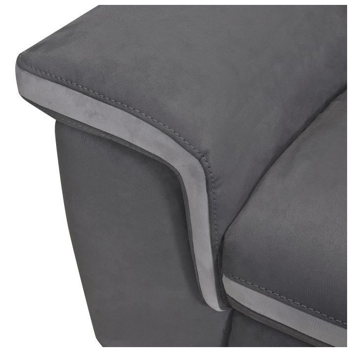 Canapé d'angle gauche 4 places HOUSTON -Tissu Gris- -1 place relax é