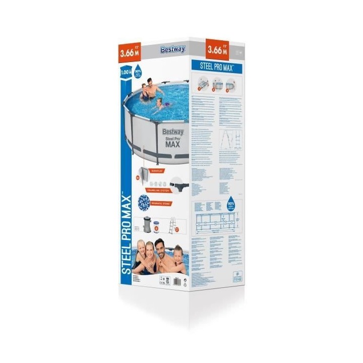 Kit Piscine hors sol tubulaire BESTWAY Steel Pro Max™- 366 x 100 cm