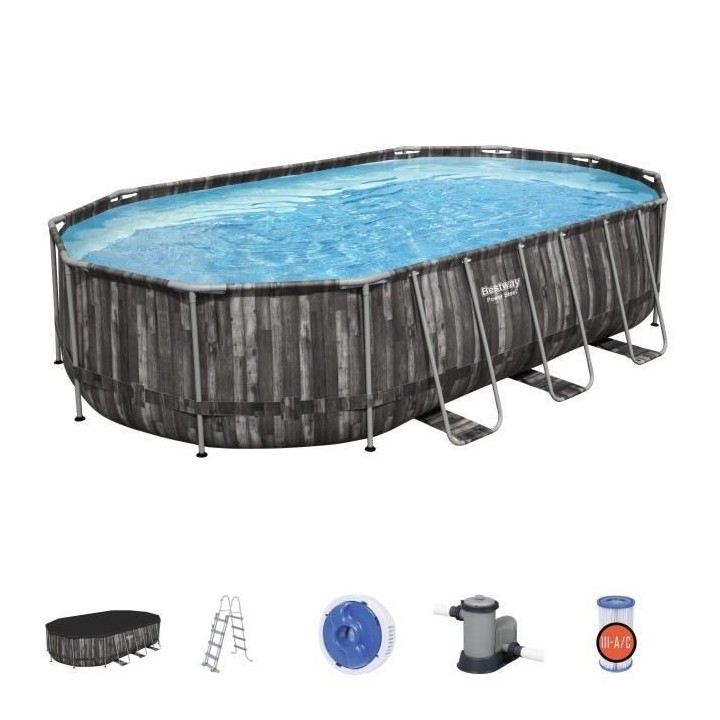 Kit Piscine hors sol tubulaire BESTWAY - Power Steel™ - 610 x 366 x