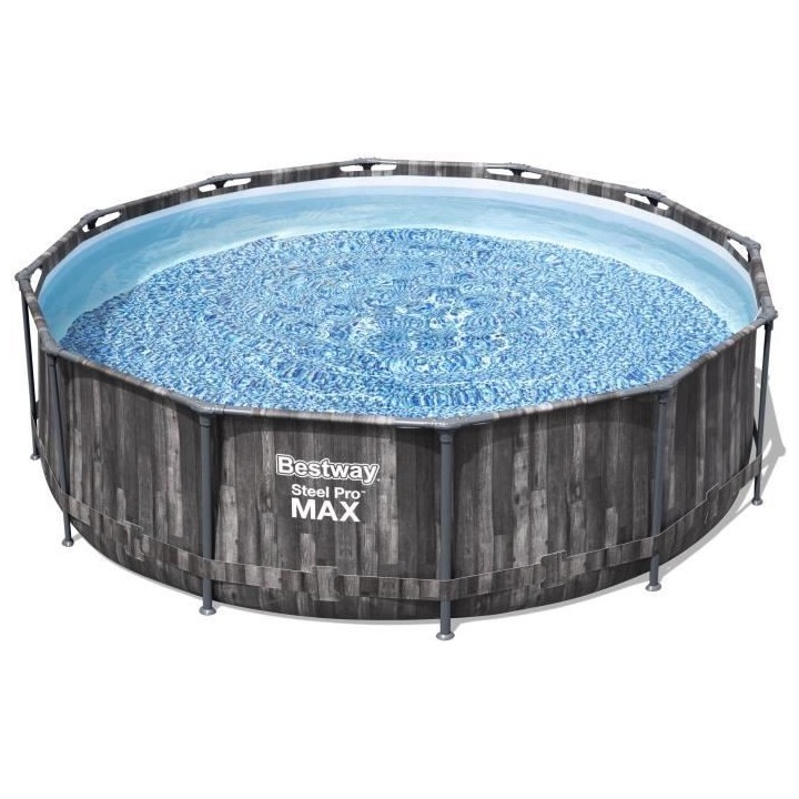 BESTWAY Piscine hors sol SteelPro Max ronde Décor bois, 366 x 100 cm,