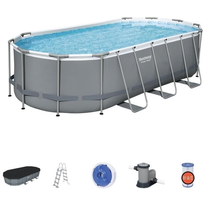 Kit Piscine hors sol tubulaire BESTWAY Power Steel™- 549 x 274 x 122