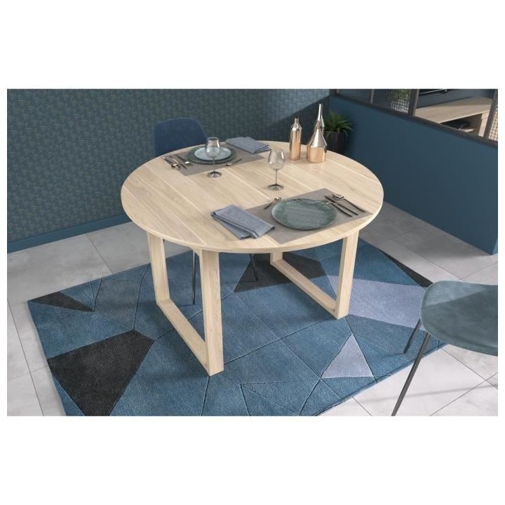 Table a manger extensible - BETTY - Ronde - Décor chene - 4 / 6 perso