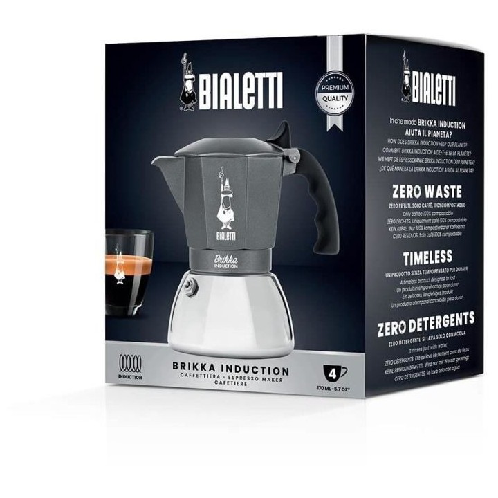 Cafetiere Italienne BIALETTI - BRIKKA - Induction 4 tasses
