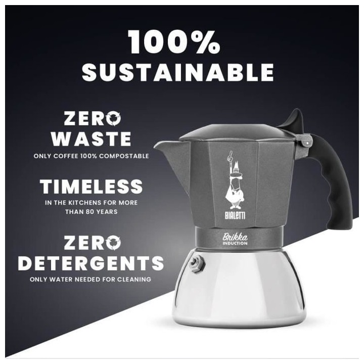 Cafetiere Italienne BIALETTI - BRIKKA - Induction 4 tasses