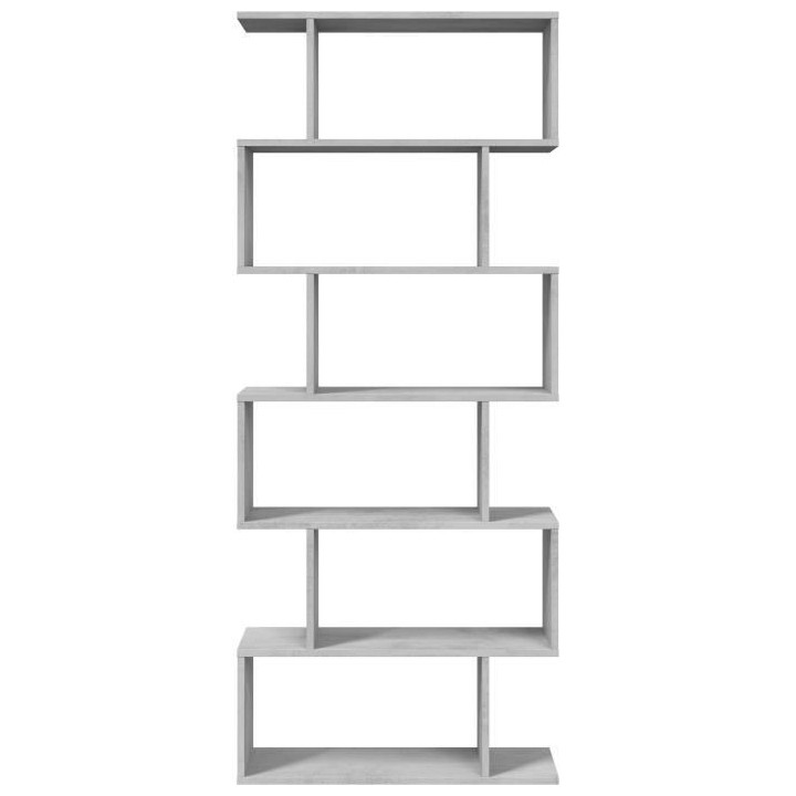 Bibliotheque étagere ATHENA - Gris Béton - 6 niches - 192x80x24 cm