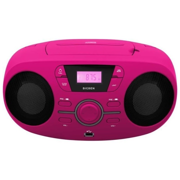 BIGBEN CD61RSUSB Lecteur Radio Cd Portable Usb Rose + Speakers Lumineu