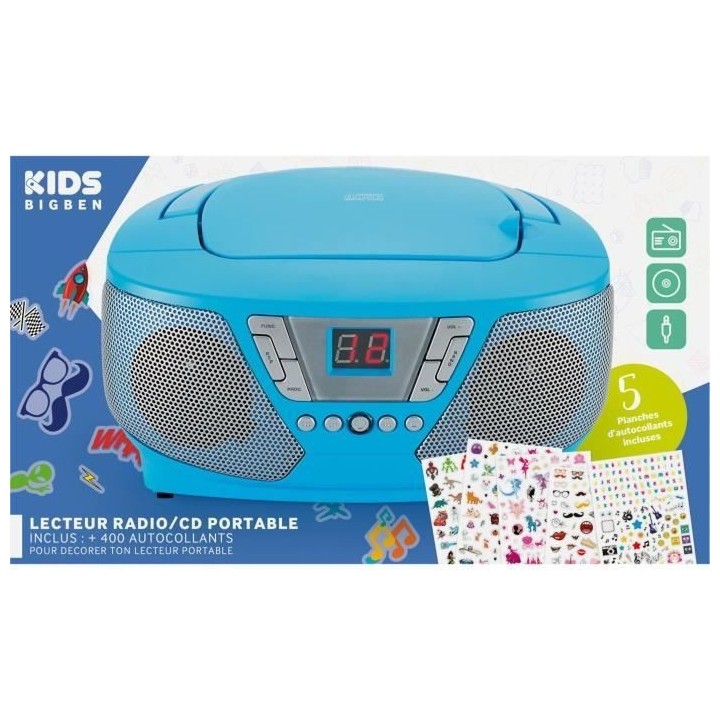 Lecteur Radio CD Portable - BIGBEN INTERACTIVE - CD60BLSTICK - Bleu +