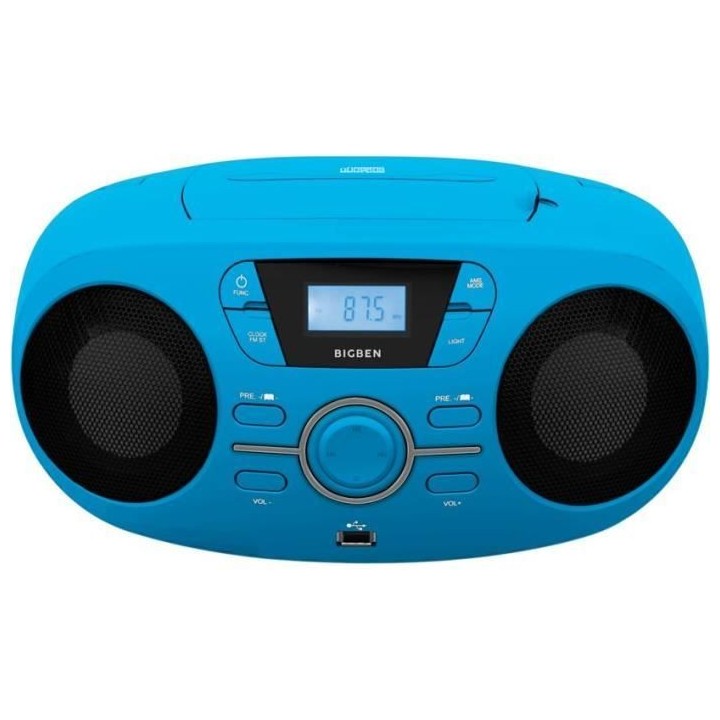 BIGBEN CD61BLUSB Lecteur Radio Cd Portable Usb Bleu + Speakers Lumineu