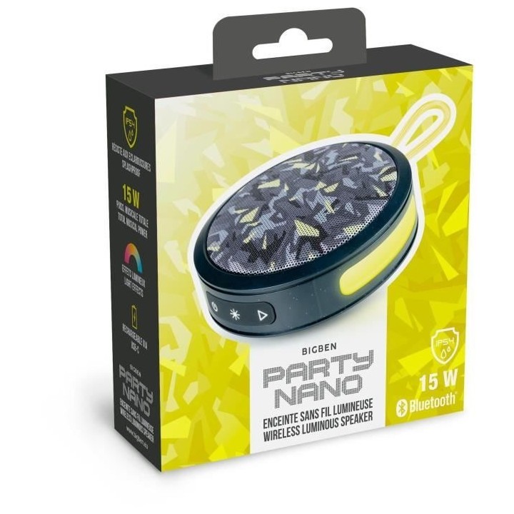 BIGBEN Party - Enceinte Bluetooth ronde avec dragonne et effets lumine