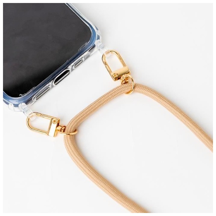 Coque bandouliere beige avec pompons BBC