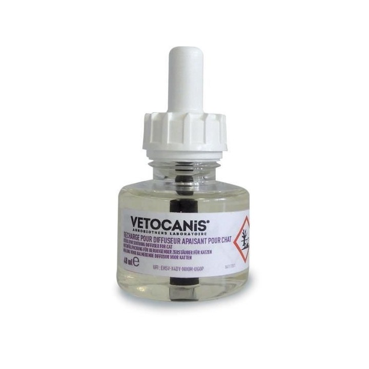 VETOCANIS Recharge pour diffuseur anti-stress pour chat - Efficace 45