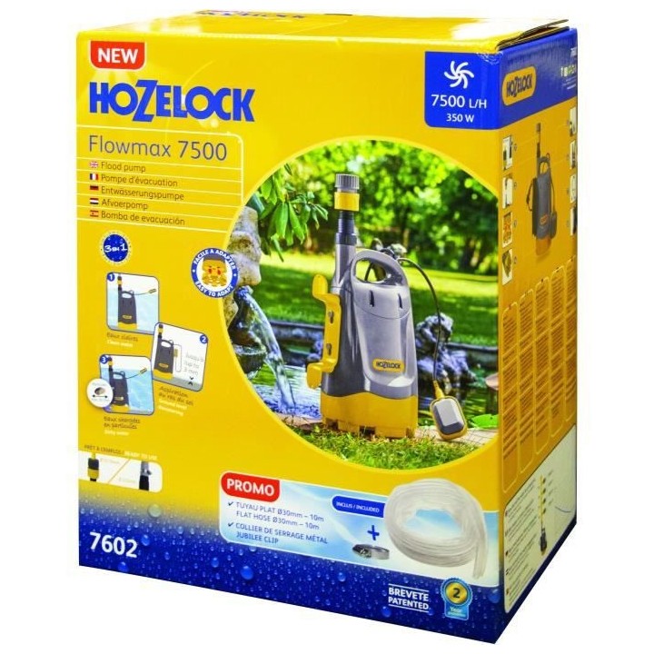 Pompe d'évacuation HOZELOCK Flowmax 7500 3 en 1 350W 7500 L/H (7602 1