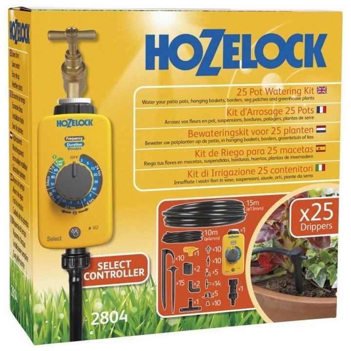 Kit d'arrosage HOZELOCK Micro irrigation 25 pots Tuyau : 15 m Ø 13 mm