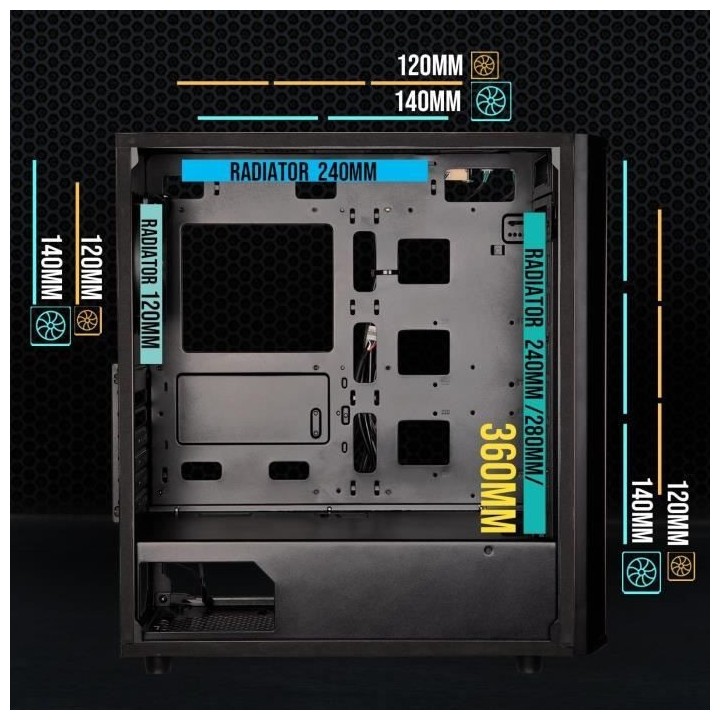 Boitier PC sans alimentation - BITFENIX Saber Mesh (Noir) - Moyen tour