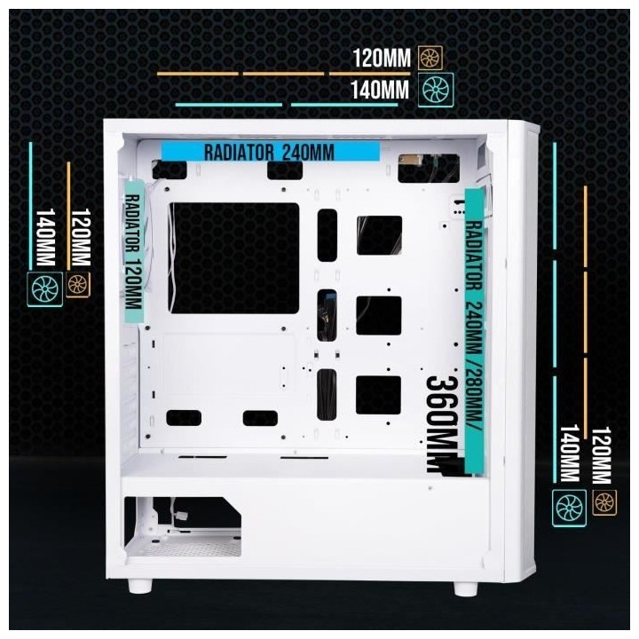 Boitier PC sans alimentation - BITFENIX Saber Mesh (Blanc) - Moyen tou