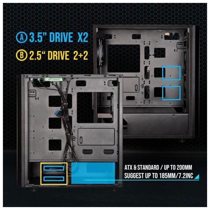 Boitier PC sans alimentation - BITFENIX Saber Mesh (Blanc) - Moyen tou