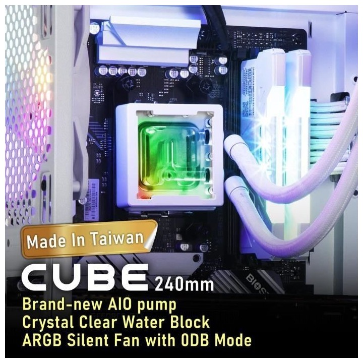 BITFENIX Cube AIO 240 (blanc) - Watercooling AIO - 2x120mm