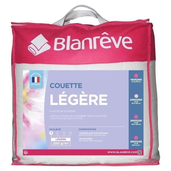 BLANREVE Couette légere en microfibre - 200 x 200 cm - Blanc