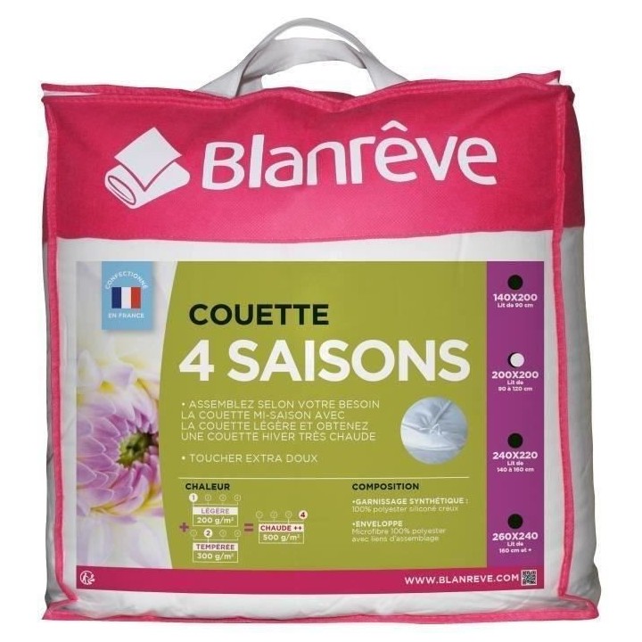 BLANREVE Couette 4 saisons - 200 x 200 cm - Blanc