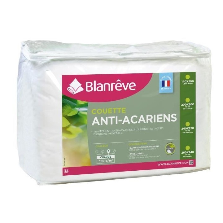 BLANREVE Couette chaude Percale - Anti-acariens - 350g/m² - 140x200cm