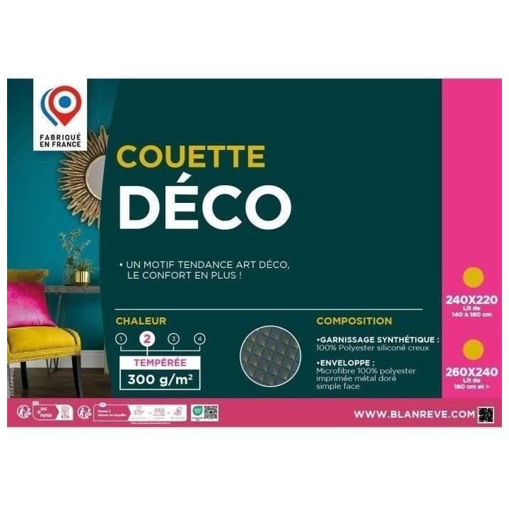 BLANREVE Couette tempérée 300gr/m² - 220x240 cm - 100% Polyester -