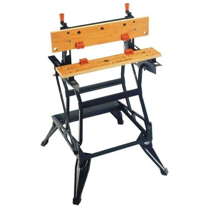 Etabli-Etau Pliable BLACK+DECKER WM550-XJ - 2 Mâchoires en Bambou - C