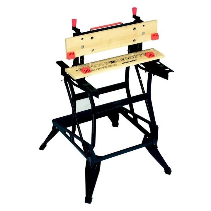 Etabli-Etau Pliable BLACK+DECKER WM550-XJ - 2 Mâchoires en Bambou - C