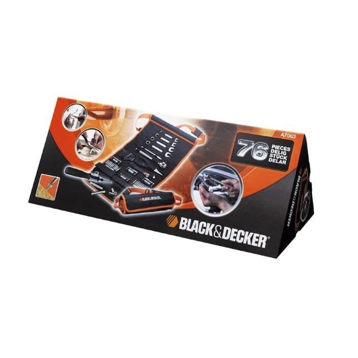 Kit d'outillage (77 pieces) BLACK+DECKER - A7063-QZ (Livré en rangeme