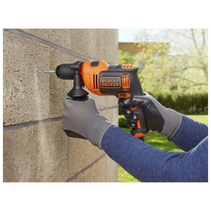 Perceuse a percussion filaire - BLACK+DECKER - BEH710-QS - 710W - Poig