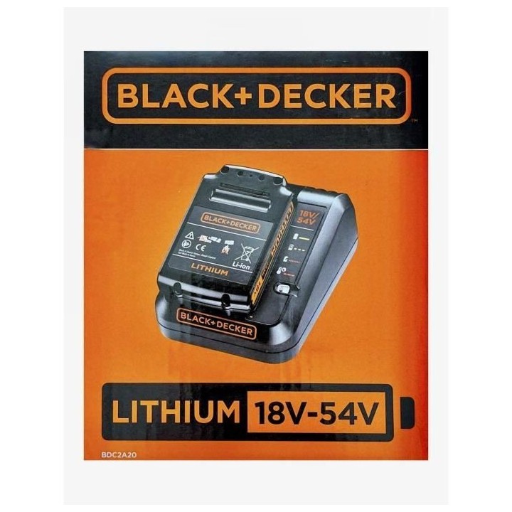 Batterie et Chargeur BLACK+DECKER - Lithium 18V 2 Ah - BDC2A20-QW