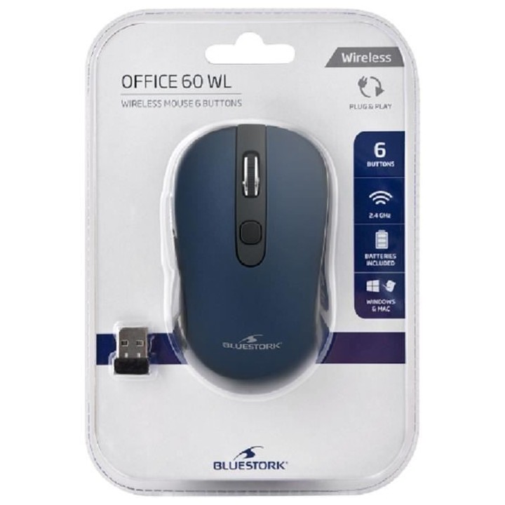 BLUESTORK -Souris Sans Fil - 2,4 GHz - 6 boutons - Bleu