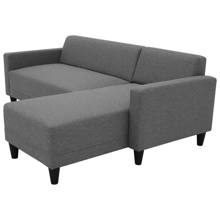 Canapé d'angle fixe 4 places BOB - Tissu anthracite - Réversible - L