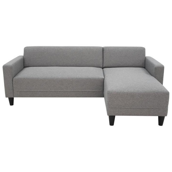 Canapé d'angle fixe 4 places BOB - Tissu souris - Réversible - L 197