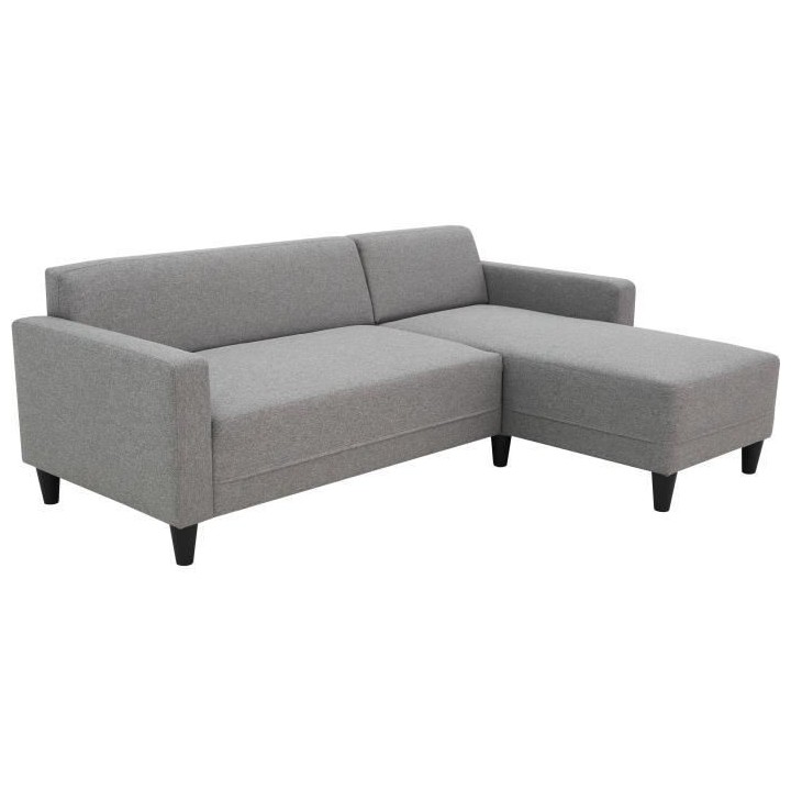 Canapé d'angle fixe 4 places BOB - Tissu souris - Réversible - L 197