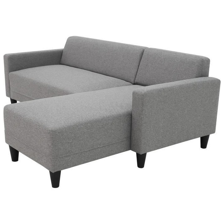 Canapé d'angle fixe 4 places BOB - Tissu souris - Réversible - L 197