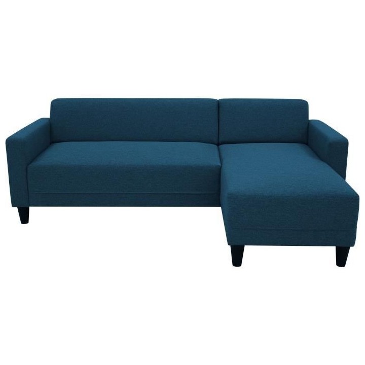 Canapé d'angle fixe 4 places BOB - Tissu marine - Réversible - L 197