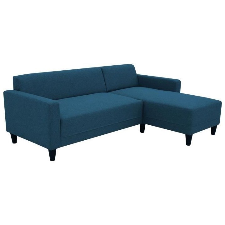Canapé d'angle fixe 4 places BOB - Tissu marine - Réversible - L 197