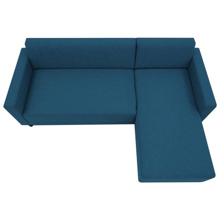 Canapé d'angle fixe 4 places BOB - Tissu marine - Réversible - L 197
