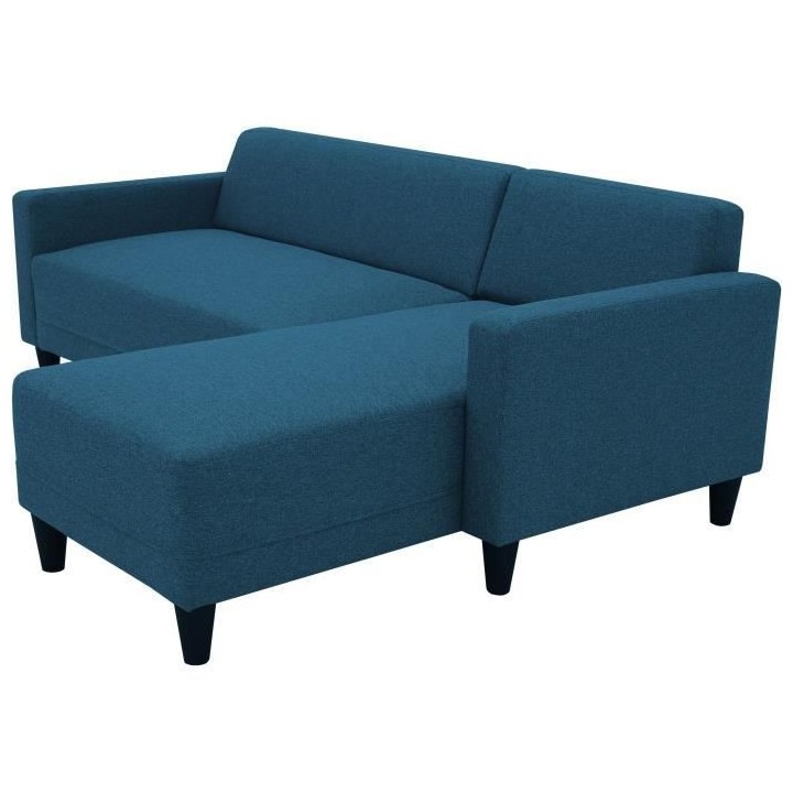 Canapé d'angle fixe 4 places BOB - Tissu marine - Réversible - L 197