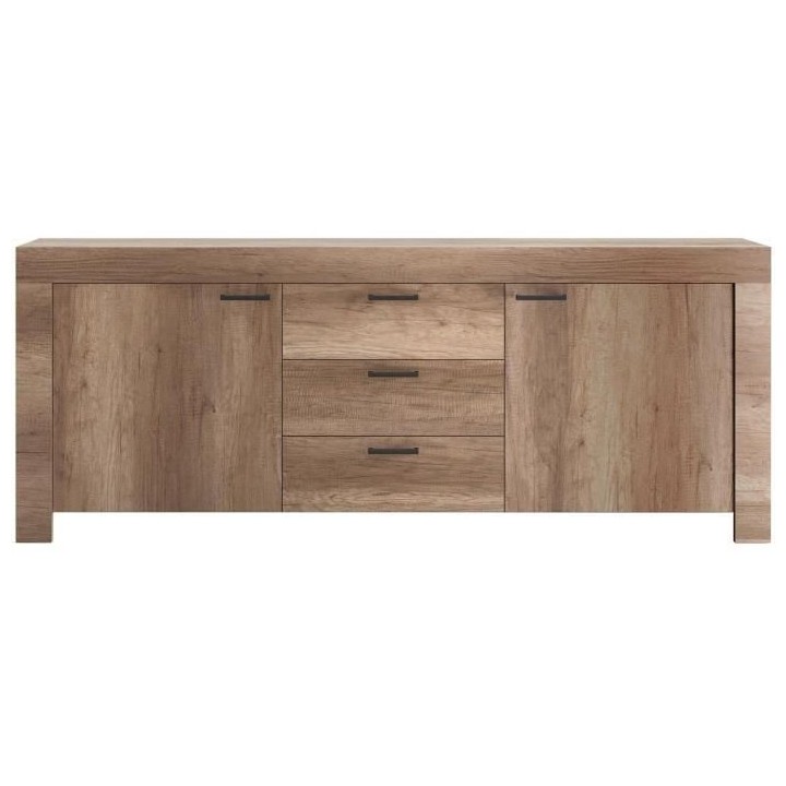 Buffet BRERA - Chene - 2 portes + 3 Tiroirs - L 210 x P 43 x H 83 cm