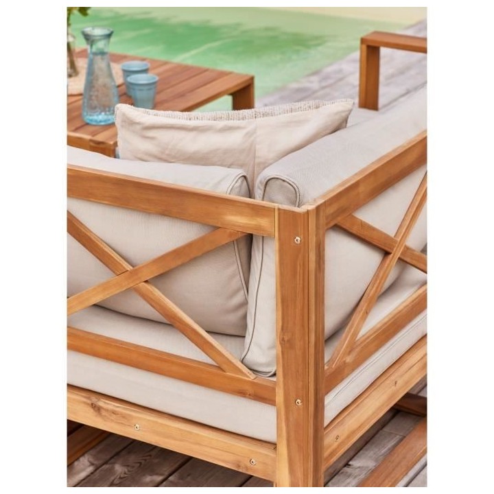 Salon de jardin LEVATA - 6 personnes - Bois d'Acacia FSC - Taupe