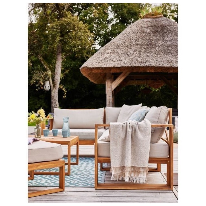 Salon de jardin LEVATA - 6 personnes - Bois d'Acacia FSC - Taupe