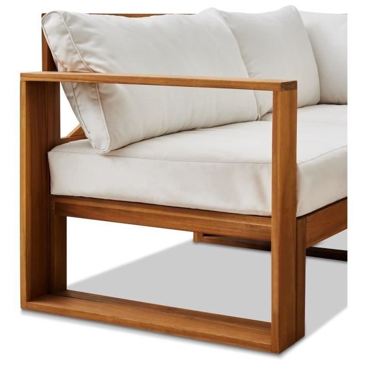 Salon de jardin en bois d'Acacia FSC avec coussins lin - BOCARNEA - 6