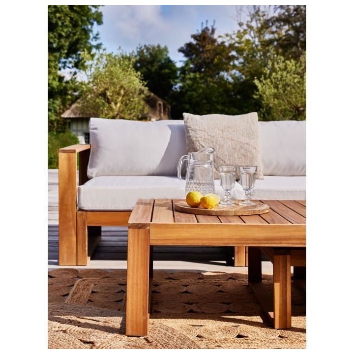 Salon de jardin en bois d'Acacia FSC avec coussins lin - BOCARNEA - 6