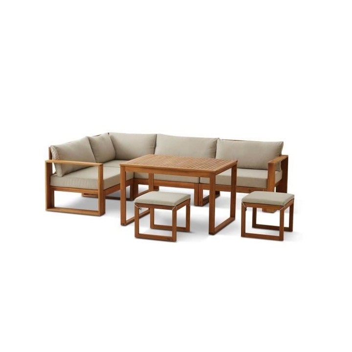 Salon de jardin en bois d'Acacia FSC avec coussins + housse de protect