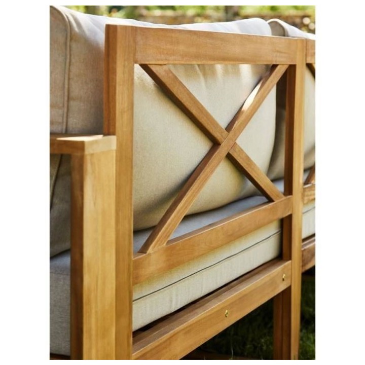 Salon de jardin en bois d'Acacia FSC avec coussins + housse de protect