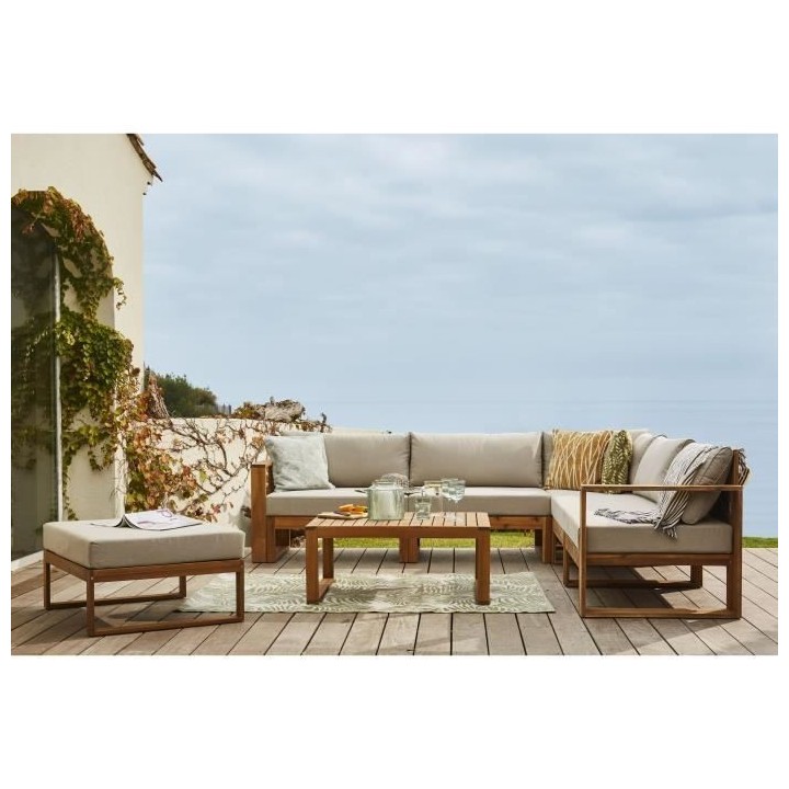 Salon de jardin en bois d'Acacia FSC - 7 personnes - Levata - Lin